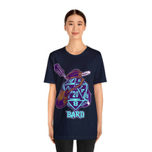 Load image into Gallery viewer, The Melodic Dice: A D20 Die Dressed as a Bard T-shirt | Regular Fit | Fantasy DnD Tee