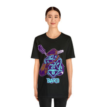 Load image into Gallery viewer, The Melodic Dice: A D20 Die Dressed as a Bard T-shirt | Regular Fit | Fantasy DnD Tee