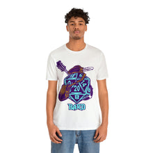 Load image into Gallery viewer, The Melodic Dice: A D20 Die Dressed as a Bard T-shirt | Regular Fit | Fantasy DnD Tee
