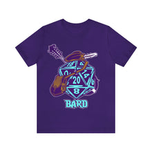 Load image into Gallery viewer, The Melodic Dice: A D20 Die Dressed as a Bard T-shirt | Regular Fit | Fantasy DnD Tee