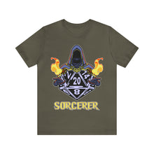 Load image into Gallery viewer, Rolling Magic - A d20 Sorcerer Tee | Regular Fit | Fantasy DnD Tabletop Gaming Tshirt